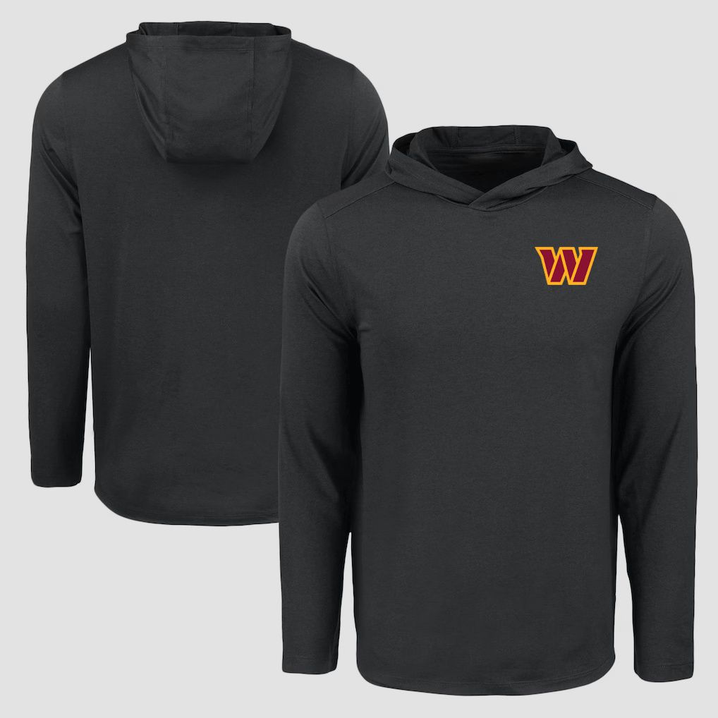 Men 2026 NFL Washington Commanders Hooded long sleeved T-shirt black 06->nfl t-shirts->Sports Accessory